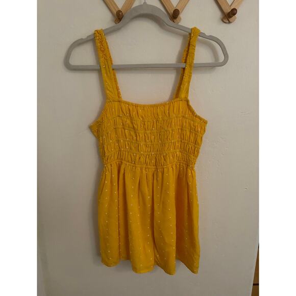 Urban Outfitters Romper Women's XS Yellow White Dots Cleo Embroidered Tie Back - Picture 2 of 10